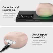 Spigen Silicone Fit Designed For Galaxy Buds2 Pro Case (2022) / Galaxy Buds 2 Case (2021) / Galaxy Buds Pro Case (2021) / Galaxy Buds Live Case 2020, Pink Sand