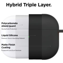 Elago Liquid Silicone Case Compatible With Airpods Pro Case Cover - Keychain Included, Triple Layer Protection, Safeguard Design, Supports Wireless Charging, Matte Black