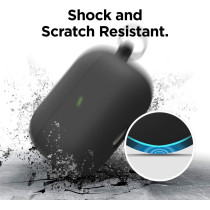 Elago Liquid Silicone Case Compatible With Airpods Pro Case Cover - Keychain Included, Triple Layer Protection, Safeguard Design, Supports Wireless Charging, Matte Black