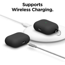 Elago Liquid Silicone Case Compatible With Airpods Pro Case Cover - Keychain Included, Triple Layer Protection, Safeguard Design, Supports Wireless Charging, Matte Black
