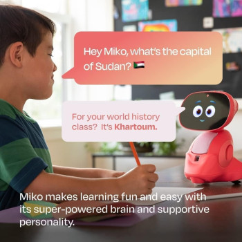 Miko 3 Ai-Powered Smart Robot For Kids, Stem Learning Educational Robot, Interactive Voice Control Robot With App Control, Disney Stories, Coding Apps, Unlimited Games For Girls And Boys Ages 5-10, Red