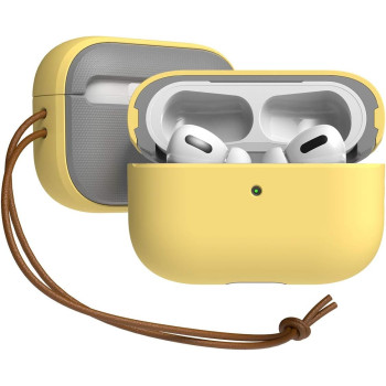 VRS Design Compatible With Apple Airpods Pro Case (2019) With Lanyard Modern-Lemonade, Led-Visible Full Body Shockproof Hard Shell Protective Cover