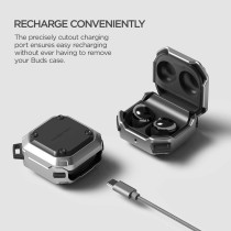 VRS Designgalaxy Buds2 Pro / Buds 2 / Buds Pro / Buds Live Case Active, Satin Silver