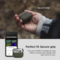 VRS Design Modern For Apple Airpods Pro 2nd Generation And 1st Generation Case (2023/2022/2019), Sand Stone/Olive Green