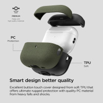 VRS Design Modern For Apple Airpods Pro 2nd Generation And 1st Generation Case (2023/2022/2019), Sand Stone/Olive Green