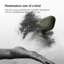 VRS Design Modern For Apple Airpods Pro 2nd Generation And 1st Generation Case (2023/2022/2019), Sand Stone/Olive Green