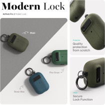 VRS Design Modern Lock Airpods Pro Case For Apple Airpods Pro 2nd Generation And 1st Generation (2023/2022/2019), Sand Stone/Olive Green