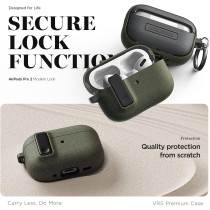 VRS Design Modern Lock Airpods Pro Case For Apple Airpods Pro 2nd Generation And 1st Generation (2023/2022/2019), Sand Stone/Olive Green