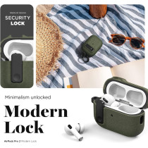 VRS Design Modern Lock Airpods Pro Case For Apple Airpods Pro 2nd Generation And 1st Generation (2023/2022/2019), Sand Stone/Olive Green