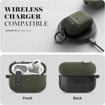 VRS Design Modern Lock Airpods Pro Case For Apple Airpods Pro 2nd Generation And 1st Generation (2023/2022/2019), Sand Stone/Olive Green