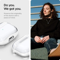 Spigen Ultra Hybrid Designed For Airpods 3rd Generation Case With Keychain, Protective Clear Case For Airpods 3 Case 2021, Jet White