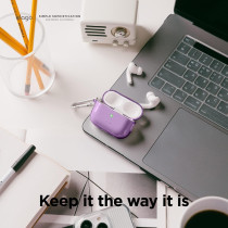 Elago Compatible With Airpods Pro 2nd Generation Case Clear - Compatible With Airpods Pro 2 Case, Protective Case With Keychain, Transparent, Wireless Charging, Reduced Yellowing, Deep Purple