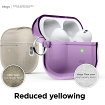 Elago Compatible With Airpods Pro 2nd Generation Case Clear - Compatible With Airpods Pro 2 Case, Protective Case With Keychain, Transparent, Wireless Charging, Reduced Yellowing, Deep Purple
