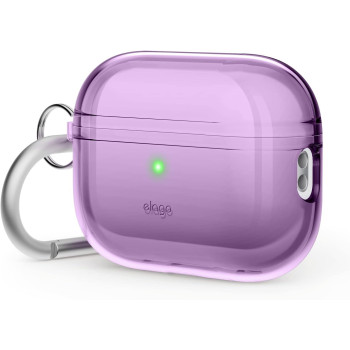 Elago Compatible With Airpods Pro 2nd Generation Case Clear - Compatible With Airpods Pro 2 Case, Protective Case With Keychain, Transparent, Wireless Charging, Reduced Yellowing, Deep Purple
