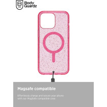 BodyGuardz Carve Clear For iPhone 15 Pro Max Case, Ultra-Slim Shockproof Military Grade Tested 16FT Drop Rating, Compatible With MagSafe and Wireless Charging, Responsive Buttons, Pink Glitter