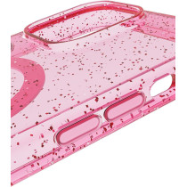 BodyGuardz Carve Clear For iPhone 15 Pro Max Case, Ultra-Slim Shockproof Military Grade Tested 16FT Drop Rating, Compatible With MagSafe and Wireless Charging, Responsive Buttons, Pink Glitter