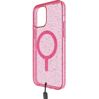 BodyGuardz Carve Clear For iPhone 15 Pro Max Case, Ultra-Slim Shockproof Military Grade Tested 16FT Drop Rating, Compatible With MagSafe and Wireless Charging, Responsive Buttons, Pink Glitter