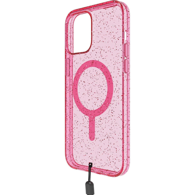 BodyGuardz Carve Clear For iPhone 15 Pro Max Case, Ultra-Slim Shockproof Military Grade Tested 16FT Drop Rating, Compatible With MagSafe and Wireless Charging, Responsive Buttons, Pink Glitter