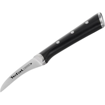 Tefal Ice Force 7 Cm Curved Paring Knife, Black, Stainless Steel, K2321214, Silver Black