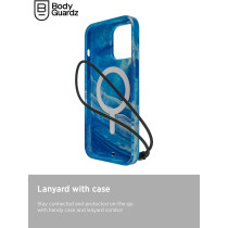 BodyGuardz Carve Marble For iPhone 15 Pro Case, Ultra-Slim Shockproof Military Grade Tested 16FT Drop Rating, Compatible With MagSafe and Wireless Charging, Responsive Buttons, Blue