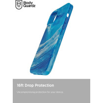 BodyGuardz Carve Marble For iPhone 15 Pro Case, Ultra-Slim Shockproof Military Grade Tested 16FT Drop Rating, Compatible With MagSafe and Wireless Charging, Responsive Buttons, Blue