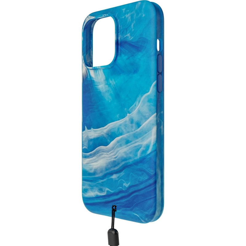 BodyGuardz Carve Marble For iPhone 15 Pro Case, Ultra-Slim Shockproof Military Grade Tested 16FT Drop Rating, Compatible With MagSafe and Wireless Charging, Responsive Buttons, Blue