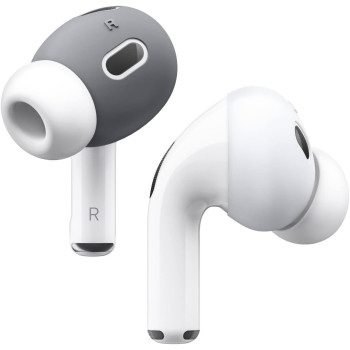 Elago (Fit in The Case) AirPods Pro 2 Ear Tips Cover Designed For Apple AirPods Pro 2 (2 Pairs of 2 Colors) (US Patent Registered) (Dark Grey And White)(Must Watch Installation Video)