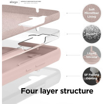 Elago Compatible With Samsung Galaxy S22 Case, Liquid Silicone Case, Full Body Screen Camera Protective Cover, Shockproof, Slim Phone Case, Anti-Scratch Soft Microfiber Lining, 6.1 Inch, Sand Pink
