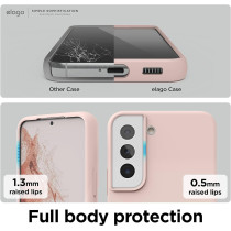 Elago Compatible With Samsung Galaxy S22 Case, Liquid Silicone Case, Full Body Screen Camera Protective Cover, Shockproof, Slim Phone Case, Anti-Scratch Soft Microfiber Lining, 6.1 Inch, Sand Pink