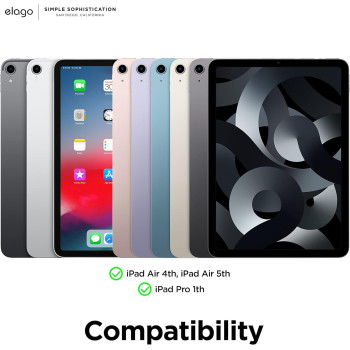 Elago Case For iPad Air 10.9 5th, 4th Generation And iPad Pro 1st Generation 2018, iPad Case With Magnetic Attachment To Metal, Compatible With Apple iPad Pencil And Elagos Pencil Case, Light Grey