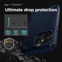 Elago Armor Compatible With iPhone 14 Pro Max Case 6.7 Inch, US Military Grade Drop Protection, Heavy-Duty Protective, Carbon Fiber Texture, Tough Rugged Design, Shockproof Bumper Cover, Jean Indigo