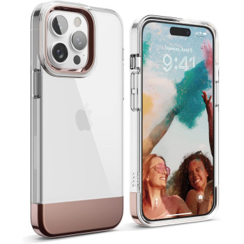 Elago Glide Armor Case Designed For iPhone 14 Pro Max Case, Drop Protection, Shockproof Protective TPU Cover, Upgraded Shockproof, Mix And Match Parts, Enhanced Camera Guard, Clear/Rose Gold
