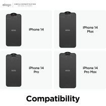 Elago Anti Finger Glass Screen Protector Compatible With iPhone 14 Pro Max, Anti-Fingerprint, 9H Surface Hardness, Shatter-Proof, Scratch Protection