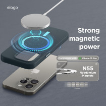Elago Magnetic Leather Case Compatible With iPhone 15 Pro Max Case, Compatible With All MagSafe Accessories, 6.7 Inch, Built-in Magnets, Vegan Leather, Shockproof, Water-Resistant, Jean Indigo