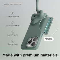 Elago Magnetic Silicone Case Compatible With iPhone 15 Pro Max Case, 6.7 Inch Compatible With All MagSafe Accessories Built-in Magnets, Soft Grip Silicone, Shockproof, Midnight Green