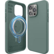 Elago Magnetic Silicone Case Compatible With iPhone 15 Pro Max Case, 6.7 Inch Compatible With All MagSafe Accessories Built-in Magnets, Soft Grip Silicone, Shockproof, Midnight Green