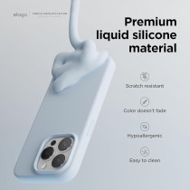 Elago Compatible With iPhone 15 Pro Case, Liquid Silicone Case, Full Body Protective Cover, Shockproof, Slim Phone Case, Anti-Scratch Soft Microfiber Lining, 6.1 Inch, Light Blue