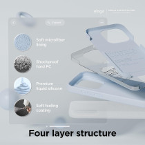 Elago Compatible With iPhone 15 Pro Case, Liquid Silicone Case, Full Body Protective Cover, Shockproof, Slim Phone Case, Anti-Scratch Soft Microfiber Lining, 6.1 Inch, Light Blue