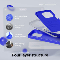 Elago Compatible With iPhone 15 Pro Max Case, Liquid Silicone Case, Full Body Protective Cover, Shockproof, Slim Phone Case, Anti-Scratch Soft Microfiber Lining, 6.7 Inch, Cobalt Blue