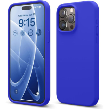 Elago Compatible With iPhone 15 Pro Max Case, Liquid Silicone Case, Full Body Protective Cover, Shockproof, Slim Phone Case, Anti-Scratch Soft Microfiber Lining, 6.7 Inch, Cobalt Blue