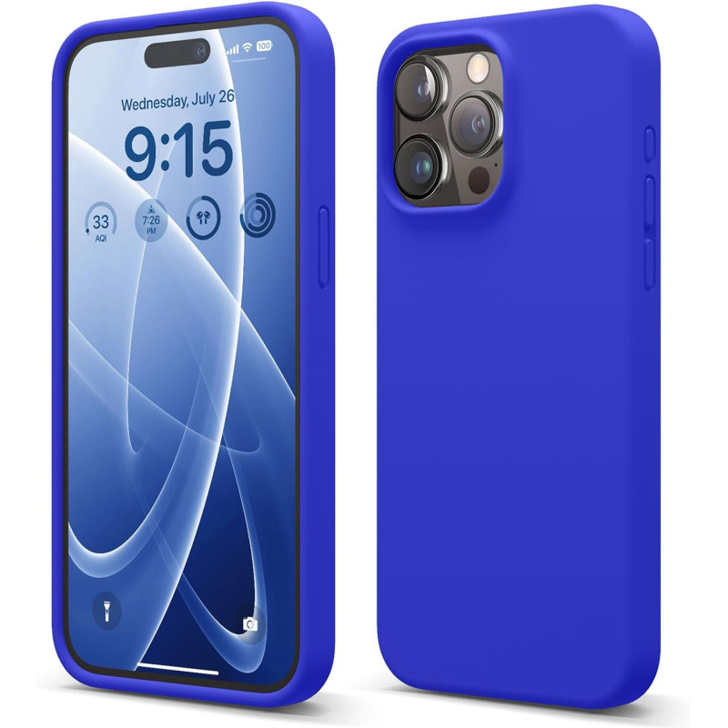 Elago Compatible With iPhone 15 Pro Max Case, Liquid Silicone Case, Full Body Protective Cover, Shockproof, Slim Phone Case, Anti-Scratch Soft Microfiber Lining, 6.7 Inch, Cobalt Blue