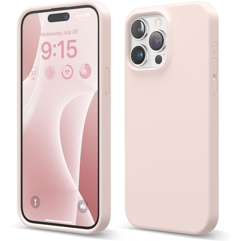 Elago Compatible With iPhone 15 Pro Max Case, Liquid Silicone Case, Full Body Protective Cover, Shockproof, Slim Phone Case, Anti-Scratch Soft Microfiber Lining, 6.7 Inch, Lovely Pink