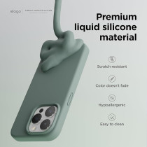 Elago Compatible With iPhone 15 Pro Max Case, Liquid Silicone Case, Full Body Protective Cover, Shockproof, Slim Phone Case, Anti-Scratch Soft Microfiber Lining, 6.7 Inch, Midnight Green