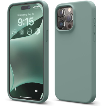 Elago Compatible With iPhone 15 Pro Max Case, Liquid Silicone Case, Full Body Protective Cover, Shockproof, Slim Phone Case, Anti-Scratch Soft Microfiber Lining, 6.7 Inch, Midnight Green