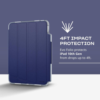 Tech21 EvoFolio Case For iPad 10th Gen, Impact Protection, Multi-Angle Viewing, Blue