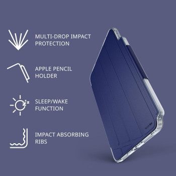 Tech21 EvoFolio Case For iPad 10th Gen, Impact Protection, Multi-Angle Viewing, Blue