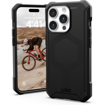 Urban Armor Gear UAG Case Compatible With iPhone 15 Pro Case 6.1 Essential Armor Black Built-in Magnet Compatible With MagSafe Charging Rugged Military Grade Dropproof Protective Cover