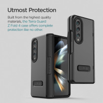 VRS Design Terra Guard Modern For Galaxy Z Fold 4 5G, 2022, Premium Modern Neat Style, Anti Scratch Hinge Protection Case With Tempered Glass Screen Protector, Black