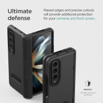 VRS Design Terra Guard Modern For Galaxy Z Fold 4 5G, 2022, Premium Modern Neat Style, Anti Scratch Hinge Protection Case With Tempered Glass Screen Protector, Black