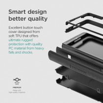 VRS Design Terra Guard Modern For Galaxy Z Fold 4 5G, 2022, Premium Modern Neat Style, Anti Scratch Hinge Protection Case With Tempered Glass Screen Protector, Black